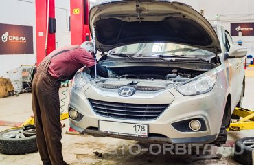 Замена амортизаторов и переднего рычага Хендай ix35  (подробные фото)